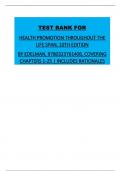 TEST BANK FOR HEALTH PROMOTION THROUGHOUT THE LIFE SPAN&comma; 10TH EDITION BY EDELMAN&comma; 9780323761406&comma; COVERING CHAPTERS 1-25 &vert; INCLUDES RATIONALES