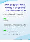 CHEM 103 &sol; CHEM103 Module 3&colon; &lpar;Latest 2025&sol; 2026 Update&rpar; General Chemistry I W&sol; Lab &vert; Questions & Answers&vert; Grade A&vert; 100&percnt; Correct &lpar;Verified Solutions&rpar;- Portage Learning