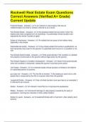 Rockwell Real Estate Exam Questions Correct Answers &lpar;Verified A&plus; Grade&rpar; Current Update