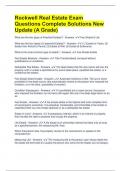 Rockwell Real Estate Exam Questions Complete Solutions New Update &lpar;A Grade&rpar;