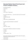 Maryland Barber Board Final Exam And Actual Complete Answers&period;