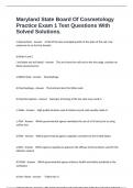 Maryland State Board Of Cosmetology Practice Exam 1 Test Questions With Solved Solutions&period;