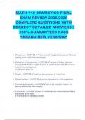 MATH 110 STATISTICS FINAL  EXAM REVIEW 2025&sol;2026  COMPLETE QUESTIONS WITH  CORRECT DETAILED ANSWERS &vert;&vert;  100&percnt; GUARANTEED PASS  <BRAND NEW VERSION> 