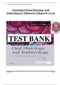 TEST BANK FOR ESSENTIALS OF ORAL HISTOLOGY AND EMBRYOLOGY 5TH EDITION CHIEGO LATEST A&plus;
