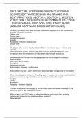 D487&colon; SECURE SOFTWARE DESIGN QUESTIONS&comma; SECURE SOFTWARE DESIGN SDL STAGES AND BEST PRACTICES&comma; SECTON 4&comma; SECTION 3&comma; SECTION 2&comma; SECTION 1&comma; SECURITY DEVELOPMENT LIFE CYCLE - DELIVERABLES&comma; D487&comma; WGU C706 STUDY GUIDE &lpar;SECURE SOFTWARE DESIGN STUDY GUIDE&rpar; 