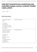 CRIS TEST COMPLETE EXAM QUESTIONS AND ANSWERS &lpar;multiple choices&rpar; &vert; ALREADY PASSED &vert; 2025 LATEST&excl;&excl;