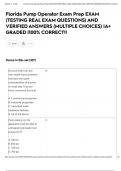 Florida Pump Operator Exam Prep EXAM &lpar;TESTING REAL EXAM QUESTIONS&rpar; AND VERIFIED ANSWERS &lpar;MULTIPLE CHOICES&rpar; &vert;A&plus; GRADED &vert;100&percnt; CORRECT&excl;&excl;