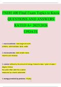 FNDH 400 Final Exam Topics to Know QUESTIONS AND ANSWERS RATED A&plus; 2025&vert;2026 UPDATE