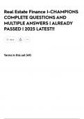Real Estate Finance I-CHAMPIONS COMPLETE QUESTIONS AND MULTIPLE ANSWERS &vert; ALREADY PASSED &vert; 2025 LATEST&excl;&excl;