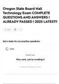 Oregon State Board Nail Technology Exam COMPLETE QUESTIONS AND ANSWERS &vert; ALREADY PASSED &vert; 2025 LATEST&excl;&excl;