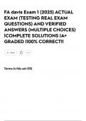 FA davis Exam 1 &lpar;2025&rpar; ACTUAL EXAM &lpar;TESTING REAL EXAM QUESTIONS&rpar; AND VERIFIED ANSWERS &lpar;MULTIPLE CHOICES&rpar; &vert;COMPLETE SOLUTIONS &vert;A&plus; GRADED &vert;100&percnt; CORRECT&excl;&excl;