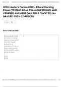 WGU Master's Course C701 - Ethical Hacking EXAM &lpar;TESTING REAL EXAM QUESTIONS&rpar; AND VERIFIED ANSWERS &lpar;MULTIPLE CHOICES&rpar; &vert;A&plus; GRADED &vert;100&percnt; CORRECT&excl;&excl;