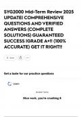SYG2000 Mid-Term Review 2025 UPDATE&vert; COMPREHENSIVE QUESTIONS AND VERIFIED ANSWERS &lpar;COMPLETE SOLUTIONS&rpar; GUARANTEED SUCCESS &vert;GRADE A&plus;&excl;&excl; &lpar;100&percnt; ACCURATE&rpar; GET IT RIGHT&excl;&excl;