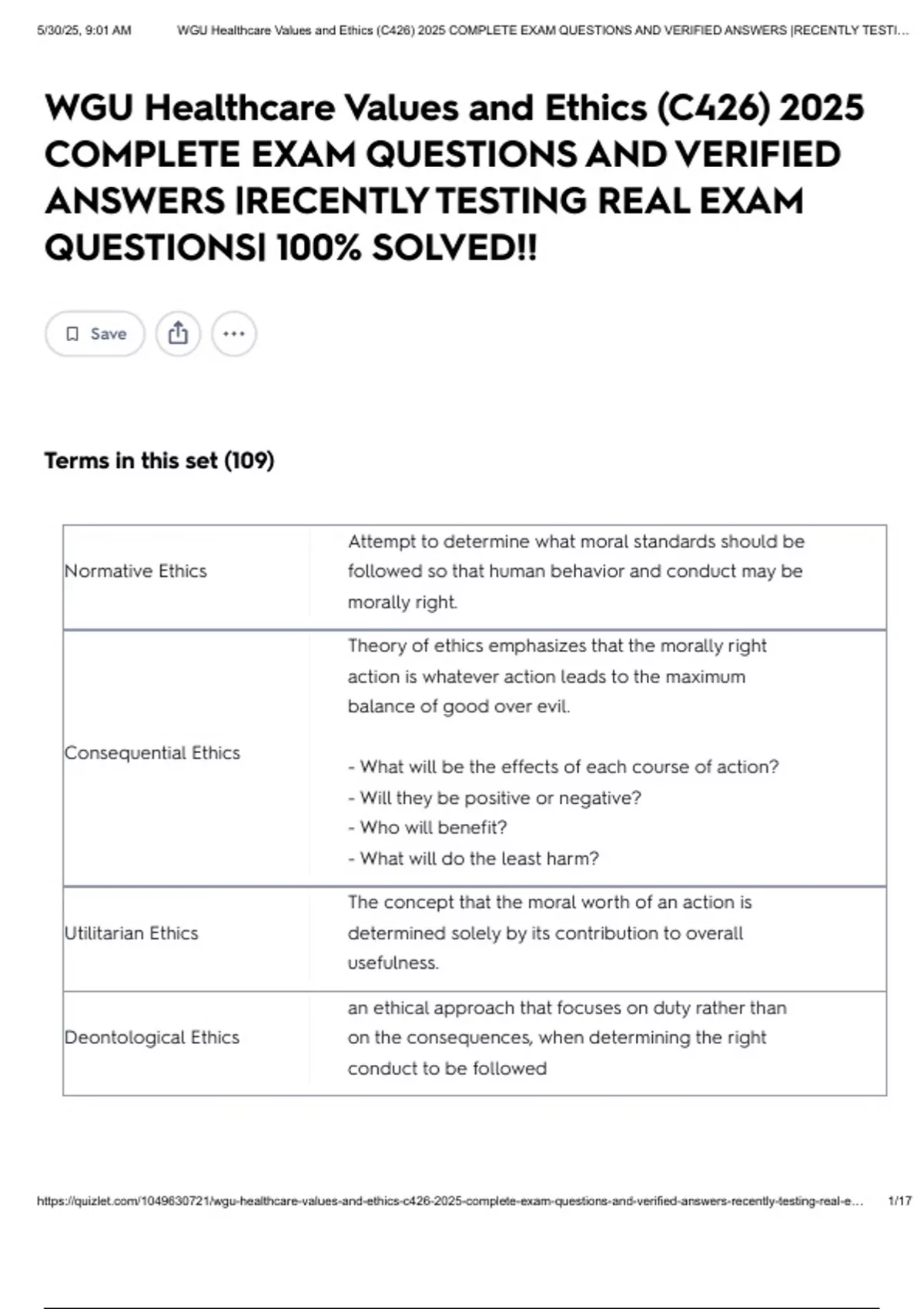 WGU Healthcare Values and Ethics (C426) 2025 COMPLETE EXAM QUESTIONS ...