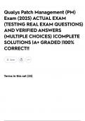 Qualys Patch Management &lpar;PM&rpar; Exam &lpar;2025&rpar; ACTUAL EXAM &lpar;TESTING REAL EXAM QUESTIONS&rpar; AND VERIFIED ANSWERS &lpar;MULTIPLE CHOICES&rpar; &vert;COMPLETE SOLUTIONS &vert;A&plus; GRADED &vert;100&percnt; CORRECT&excl;&excl;