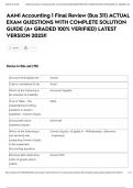 AAMI Accounting 1 Final Review &lpar;Bus 311&rpar; ACTUAL EXAM QUESTIONS WITH COMPLETE SOLUTION GUIDE &lpar;A&plus; GRADED 100&percnt; VERIFIED&rpar; LATEST VERSION 2025&excl;&excl;