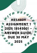 HES4809 ASSIGNMENT 1 2025 &lpar;854300&rpar; &ndash; Answer Guide&comma; Due 30 May 2025