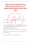 State Farm Fire Independent Policy Exam questions and answers &lpar; A&plus; GRADED 100&percnt; VERIFIED&rpar; LATEST 2025&sol; 2026