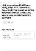HMX Immunology Final Exam Study Guide 2025 COMPLETE EXAM QUESTIONS AND VERIFIED ANSWERS &vert;RECENTLY TESTING REAL EXAM QUESTIONS&vert; 100&percnt; SOLVED&excl;&excl;