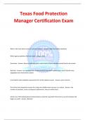 Texas Food Protection Manager Certification Exam