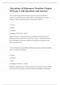 Alterations of Pulmonary Function Chapter 29 Exam 2 with Questions and Answers
