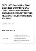 GEOL 1403 Beach Blinn Final Exam 2025 COMPLETE EXAM QUESTIONS AND VERIFIED ANSWERS &vert;RECENTLY TESTING REAL EXAM QUESTIONS&vert; 100&percnt; SOLVED&excl;&excl;