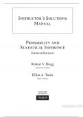Instructor's Solutions Manual for Probability and Statistical Inference &lpar;8th Edition&comma; by Robert Hogg&rpar; All Chapters