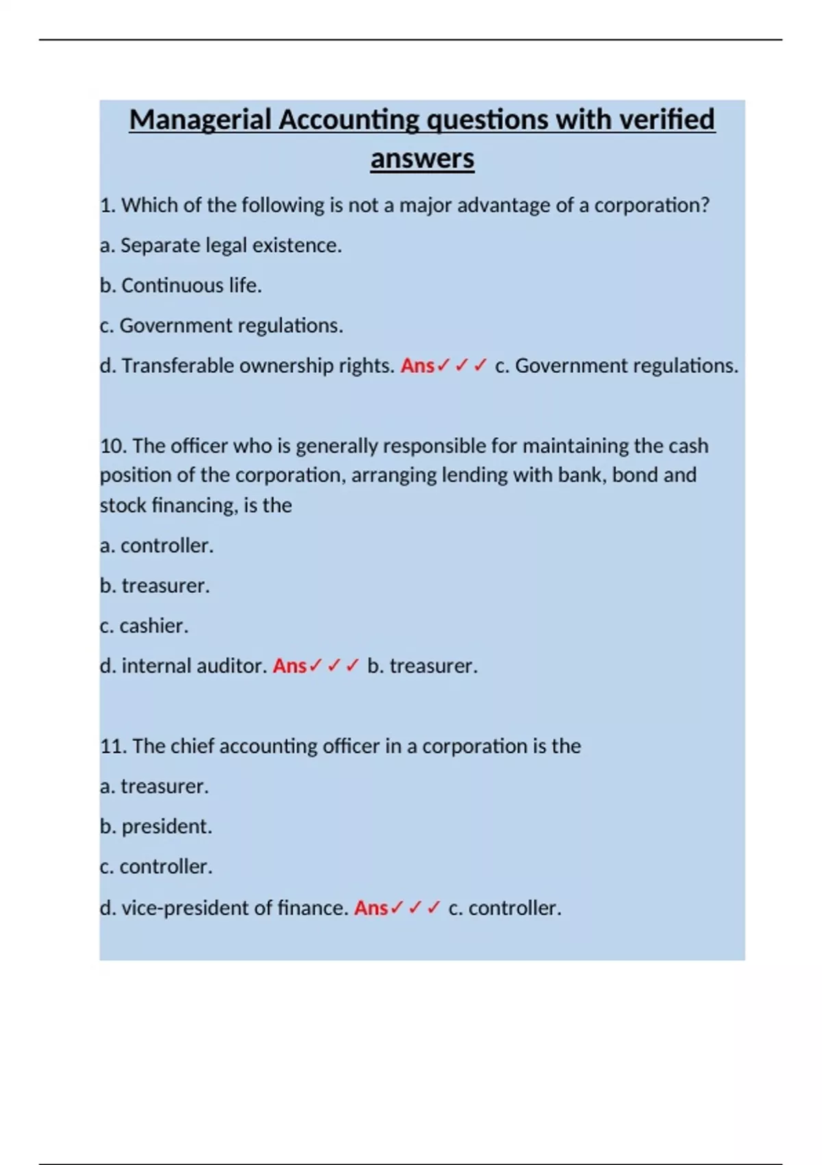 Managerial Accounting – Comprehensive Final Exam Guide – Verified ...
