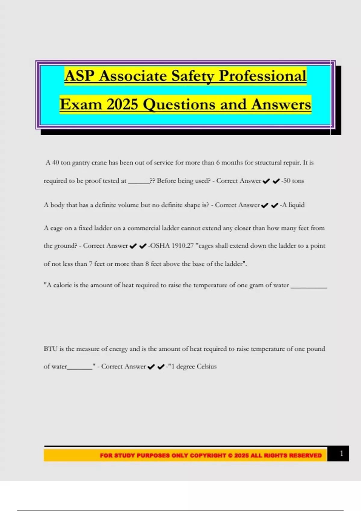 ASP Associate Safety Professional Exam 2025 Questions and Answers - ASP ...