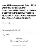 nurs 5461 management Quiz 1 2025 COMPREHENSIVE EXAM QUESTIONS &vert;FREQUENTLY TESTED QUESTIONS &vert;RECENTLY TESTING REAL EXAM QUESTIONS&vert;VERIFIED SOLUTIONS &lpar;100&percnt; CORRECT&rpar;
