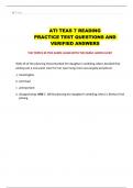 ATI TEAS 7 READING  PRACTICE TEST QUESTIONS AND  VERIFIED ANSWERS