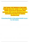 TEST BANK FOR EBERSOLE AND HESS  TOWARD HEALTHY AGING 10TH EDITION  TOUHY Actual Exam Questions With  Reviewed 100&percnt; Correct Detailed Answers   Guaranteed Pass&excl;&excl;Current Update   &lpar;Verified Pass&rpar; 