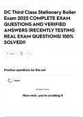 DC Third Class Stationary Boiler Exam 2025 COMPLETE EXAM QUESTIONS AND VERIFIED ANSWERS &vert;RECENTLY TESTING REAL EXAM QUESTIONS&vert; 100&percnt; SOLVED&excl;&excl;