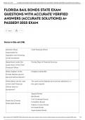 FLORIDA BAIL BONDS STATE EXAM QUESTIONS WITH ACCURATE VERIFIED ANSWERS &lpar;ACCURATE SOLUTIONS&rpar; A&plus; PASSED&excl;&excl; 2025 EXAM
