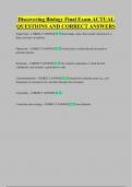 Discovering Biology Final Exam ACTUAL  QUESTIONS AND CORRECT ANSWERS