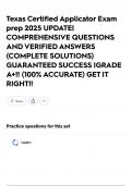 Texas Certified Applicator Exam prep 2025 UPDATE&vert; COMPREHENSIVE QUESTIONS AND VERIFIED ANSWERS &lpar;COMPLETE SOLUTIONS&rpar; GUARANTEED SUCCESS &vert;GRADE A&plus;&excl;&excl; &lpar;100&percnt; ACCURATE&rpar; GET IT RIGHT&excl;&excl;