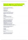 Pesticide Applicator Certification Exam Questions With Complete Solutions