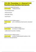 FSE 2061 Thanatology 4&period;1- Abnormal Grief Reactions Exam Questions And Answers&period;docx