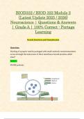 BIOD322 &sol; BIOD 322 Module 1 & 2 Exams&colon; &lpar;Latest 2025 &sol; 2026 Updates STUDY BUNDLE PACKAGE&rpar; Neuroscience &vert; Questions & Answers &vert; Grade A &vert; 100&percnt; Correct - Portage Learning