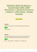 BIOD322 &sol; BIOD 322 Module 1&comma; 2&comma; 3 & 4 Exams&colon; &lpar;Latest 2025 &sol; 2026 Updates STUDY BUNDLE PACKAGE&rpar; Neuroscience &vert; Questions & Answers &vert; Grade A &vert; 100&percnt; Correct - Portage Learning