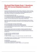 Rockwell Real Estate Exam 1 Questions With All Correct Detailed Answers A&plus; Pass