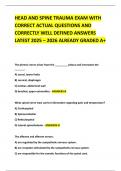HEAD AND SPINE TRAUMA EXAM WITH CORRECT ACTUAL QUESTIONS AND CORRECTLY WELL DEFINED ANSWERS LATEST 2025 &ndash; 2026 ALREADY GRADED A&plus;