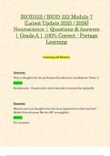 BIOD322 &sol; BIOD 322 Module 1&comma; 2&comma; 3&comma; 4&comma; 5&comma; 6 & 7 Exams&colon; &lpar;Latest 2025 &sol; 2026 Updates STUDY BUNDLE PACKAGE&rpar; Neuroscience &vert; Questions & Answers &vert; Grade A &vert; 100&percnt; Correct - Portage Learning