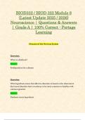 BIOD322 &sol; BIOD 322 Module 8 &lpar;Latest Update 2025 &sol; 2026&rpar; Neuroscience &vert; Questions & Answers &vert; Grade A &vert; 100&percnt; Correct - Portage Learning