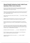 Mental Health Technician Study Guide Exam Questions With Correct Answers&period;