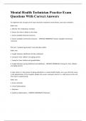 Mental Health Technician Practice Exam Questions With Correct Answers
