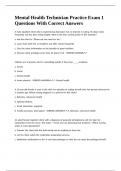 Mental Health Technician Practice Exam 1 Questions With Correct Answers