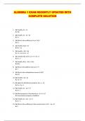 ALGEBRA 1 EXAM RECENTLY UPDATED WITH COMPLETE SOLUTION