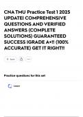 CNA TMU Practice Test 1 2025 UPDATE&vert; COMPREHENSIVE QUESTIONS AND VERIFIED ANSWERS &lpar;COMPLETE SOLUTIONS&rpar; GUARANTEED SUCCESS &vert;GRADE A&plus;&excl;&excl; &lpar;100&percnt; ACCURATE&rpar; GET IT RIGHT&excl;&excl;