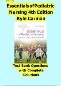 Test Bank For Essentials of Pediatric Nursing&comma; 4th Edition by Theresa Kyle&semi; Susan Carman ISBN&semi;9781975139841 All Chapters Fully Covered Complete Guide A&plus;&period;